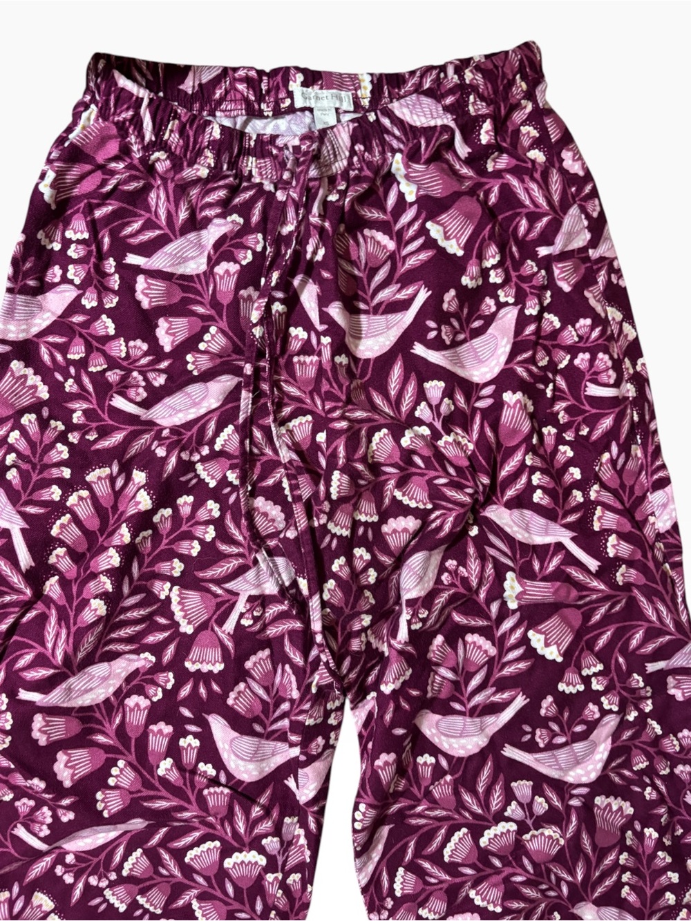 Garnet Hill Bird & Floral Flannel Pajama Pants | XS